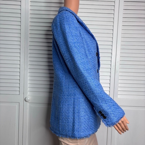 New ANN TAYLOR Lapis Bluebird Fringe Tweed Blazer Size 6 - Picture 5 of 9